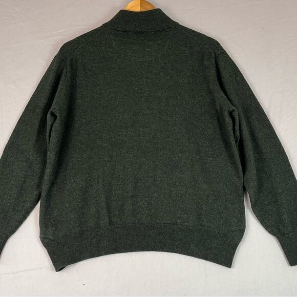 ORVIS Green Merino Wool 1/4 Zip Sweater Mens Large Pullover Mock Neck Classic - Picture 3 of 9